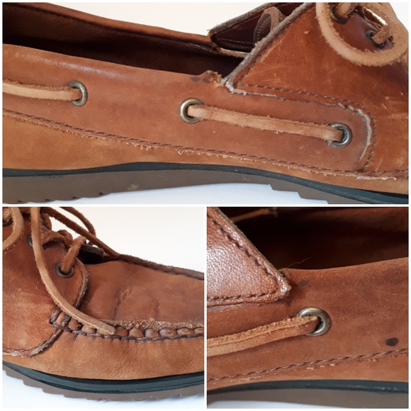 Maine Woods Leather High Cut Laced Boat Shoes 10 - Picture 6 of 11